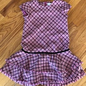Pink striped dress for kids.